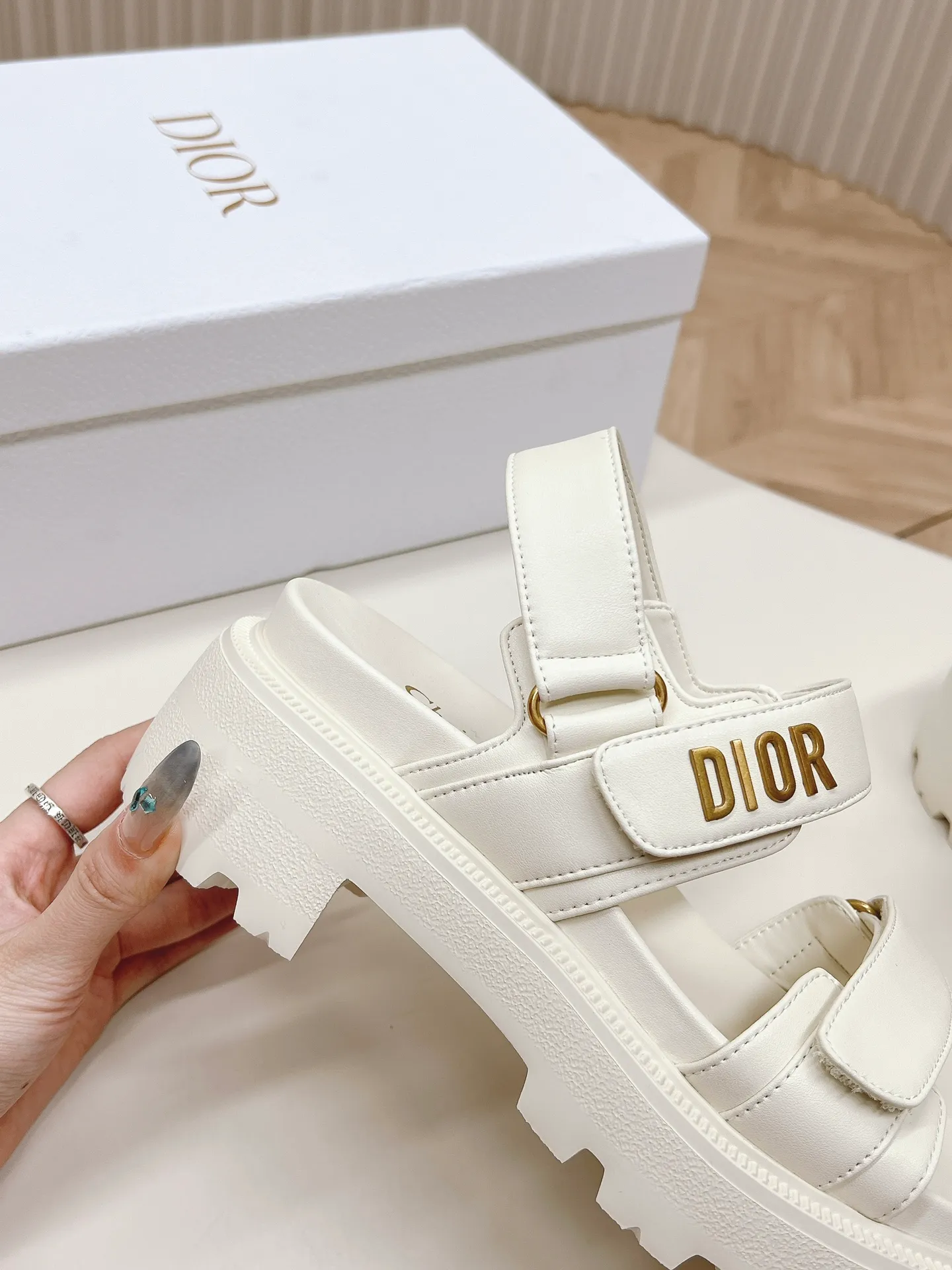 👟👟Ex-factory price 540👟👟 Hot high-heeled series is on the market! New classic upgraded high-heeled bottom model, super good-looking 2024Dior Classic Velcro high-heeled sandals and slippers series, original replica, high version, super durable and versatile, very comfortable on the feet, slimming and taller, whiter, original leather upper, original D hardware buckle, original TPU outsole, heel height is about cm, size: 35-42